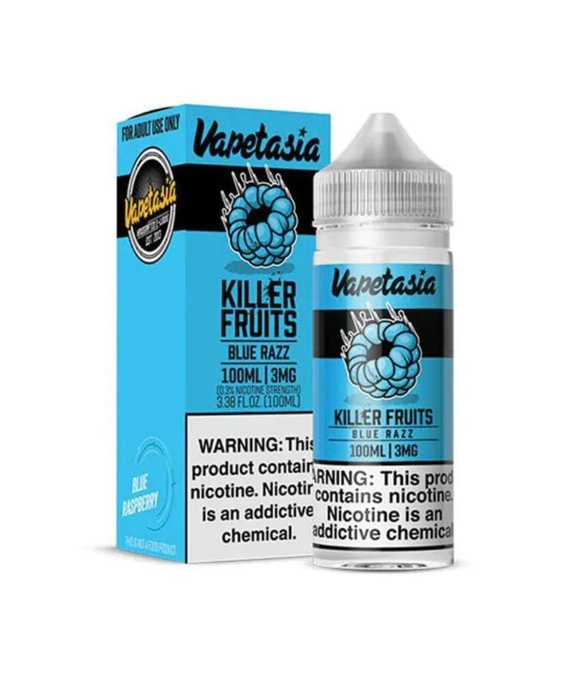 VAPETASIA KILLER FRUITS BLUE RAZZ TFN E-JUICE 100ML