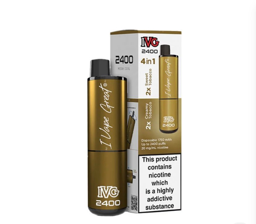 IVG 2400 Tobacco Edition 4 In 1 20mg Disposable Vape