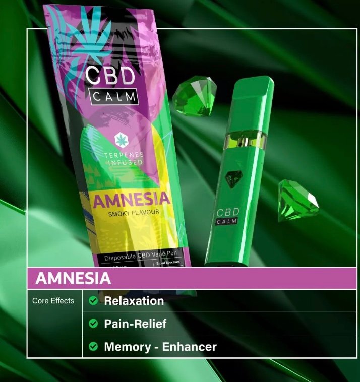 Amnesia – CBD Terpenes 1800mg Disposable Vape | CBD Calm - Image 2